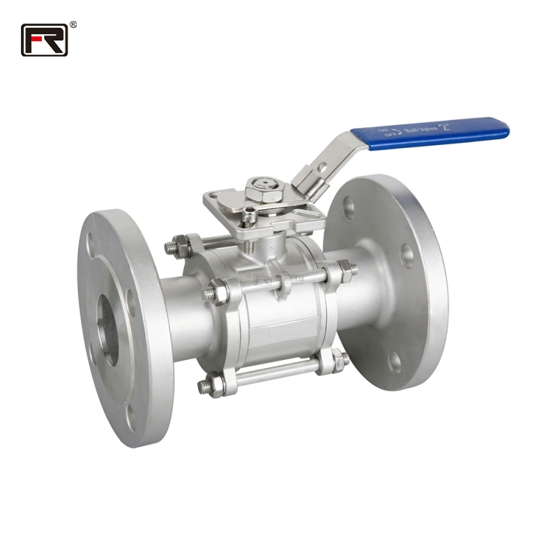 Manual 3 pieces single way flange ball valve