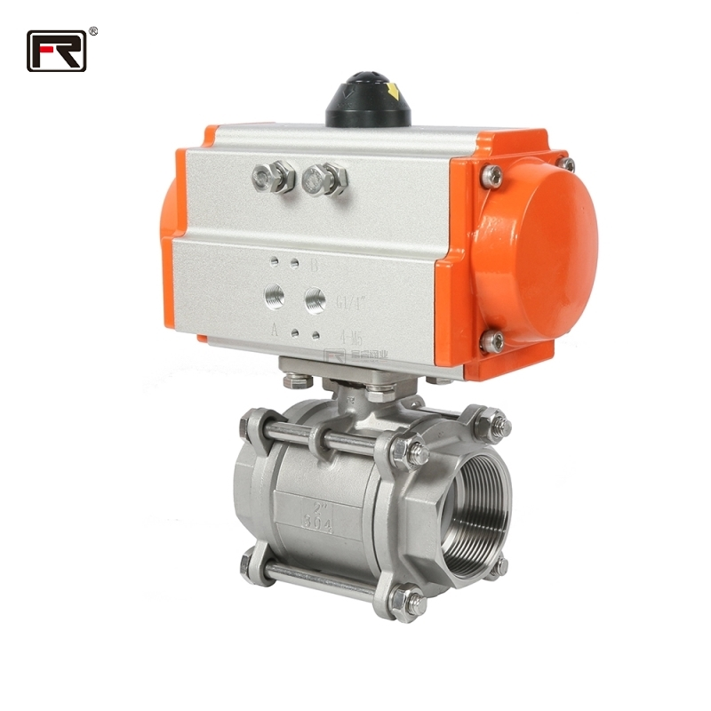 Pneumatic single way 3 pieces ball valve