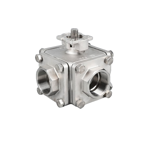 Square body High Pressure high platform 4-way threaded ball valve