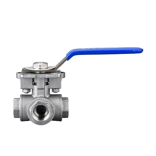 Manual 4-way threaded ball valve