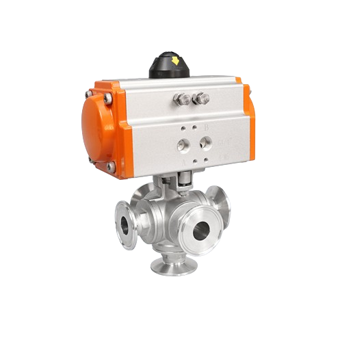 Pneumatic quick-install 5-way ball valve